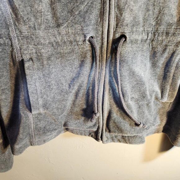 Shanghai Red Gray Soft Knit Zip‎ Front Tie Waist Sweatshirt Size Small - Picture 4 of 7